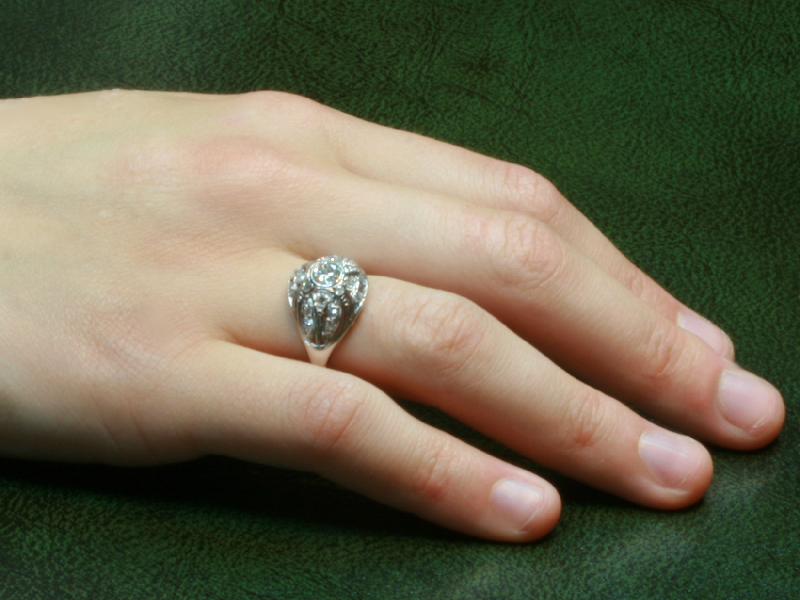 Diamonds covered low domed platinum estate ring early 20th century (image 14 of 16)